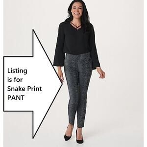 Susan Graver Pants Womens Large Petite Crop Ankle Tapered Snake Print LP 14P